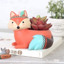 Small Fox Shape Resin Planter (11cm Height, Without Succulent)