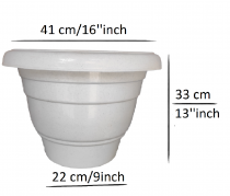 16 inch premium plastic pot white color