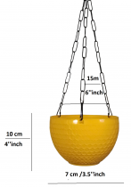 6 inch Hexa Hanging Basket Yellow Colour